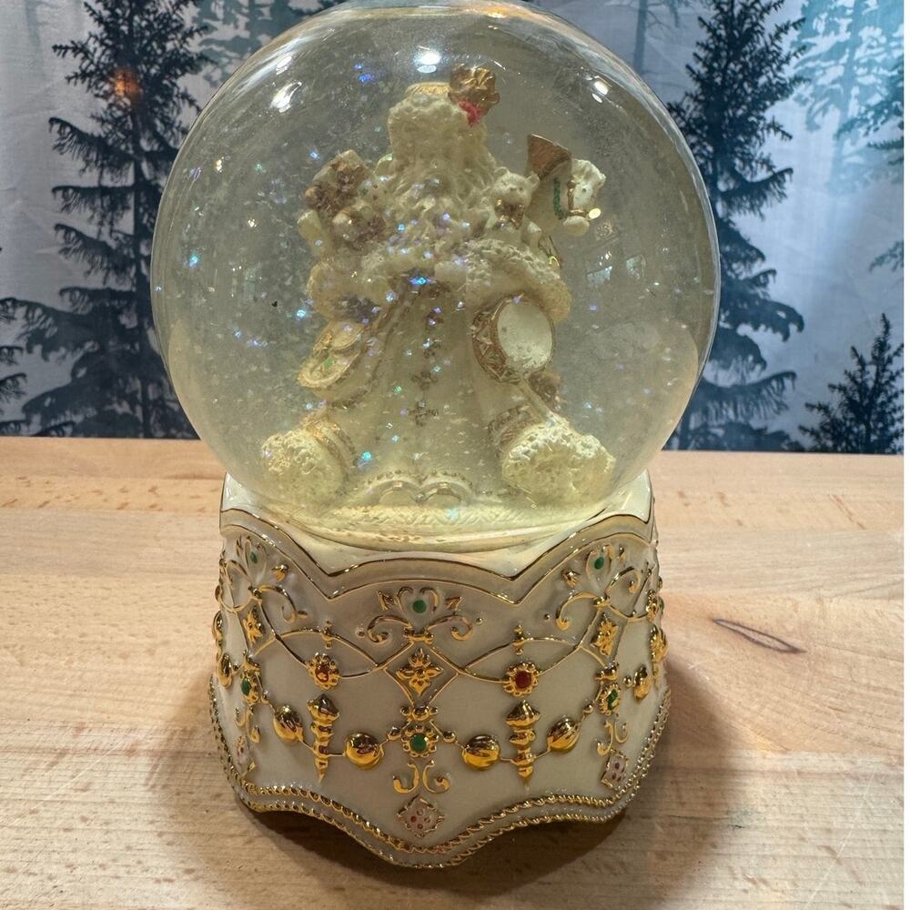Vintage 90s San Francisco Music Box Company Father Christmas Snow Globe NOTE